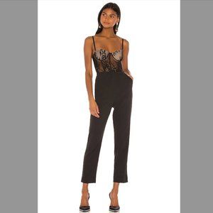 NBD Black Lara Lace Bustier Romper/Jumpsuit